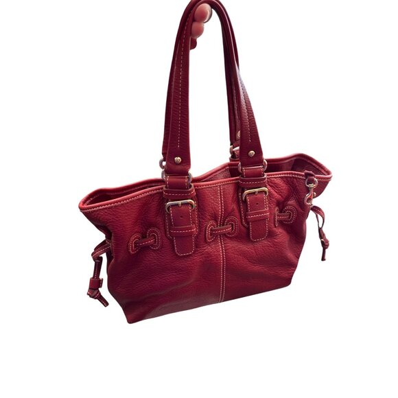 Dooney Bourke womans Red Leather Double Handle Handbag Purse SKU 8927 - Picture 14 of 16